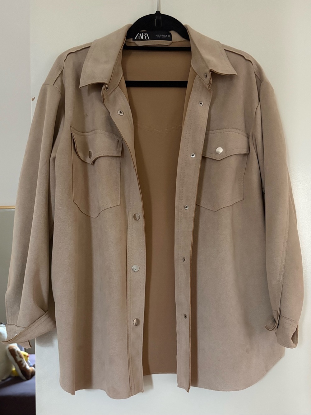 Zara Taupe Suede Utility Shacket